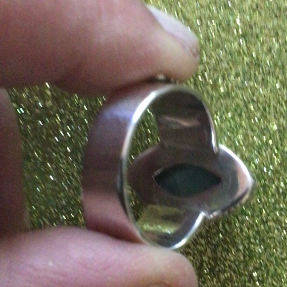 NWOT Larimar and sterling ornate thick band ring 925 - Picture 5 of 8
